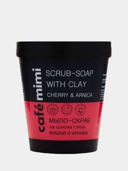 CAFE MIMI 566402 (glass) Scrub soap based on clay Cherry and Arnica 220 ml